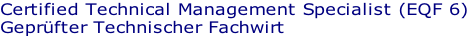 Certified Technical Management Specialist (EQF 6) Geprüfter Technischer Fachwirt